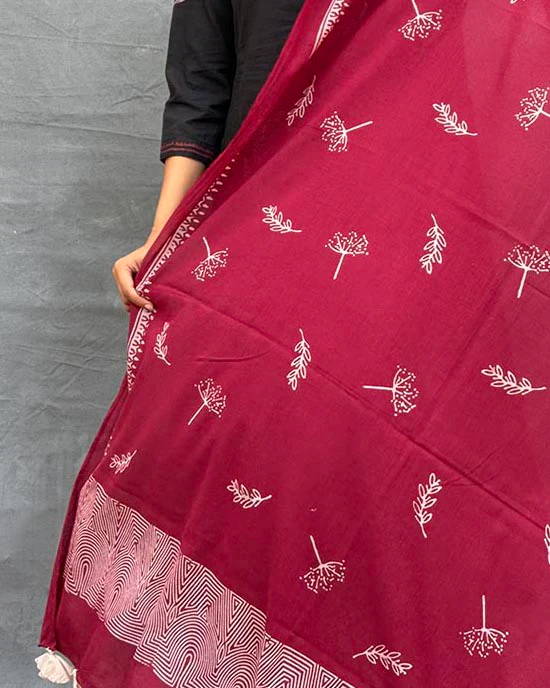 Flicker of Fireflies Blockprinted Cotton Dupatta - Image 5