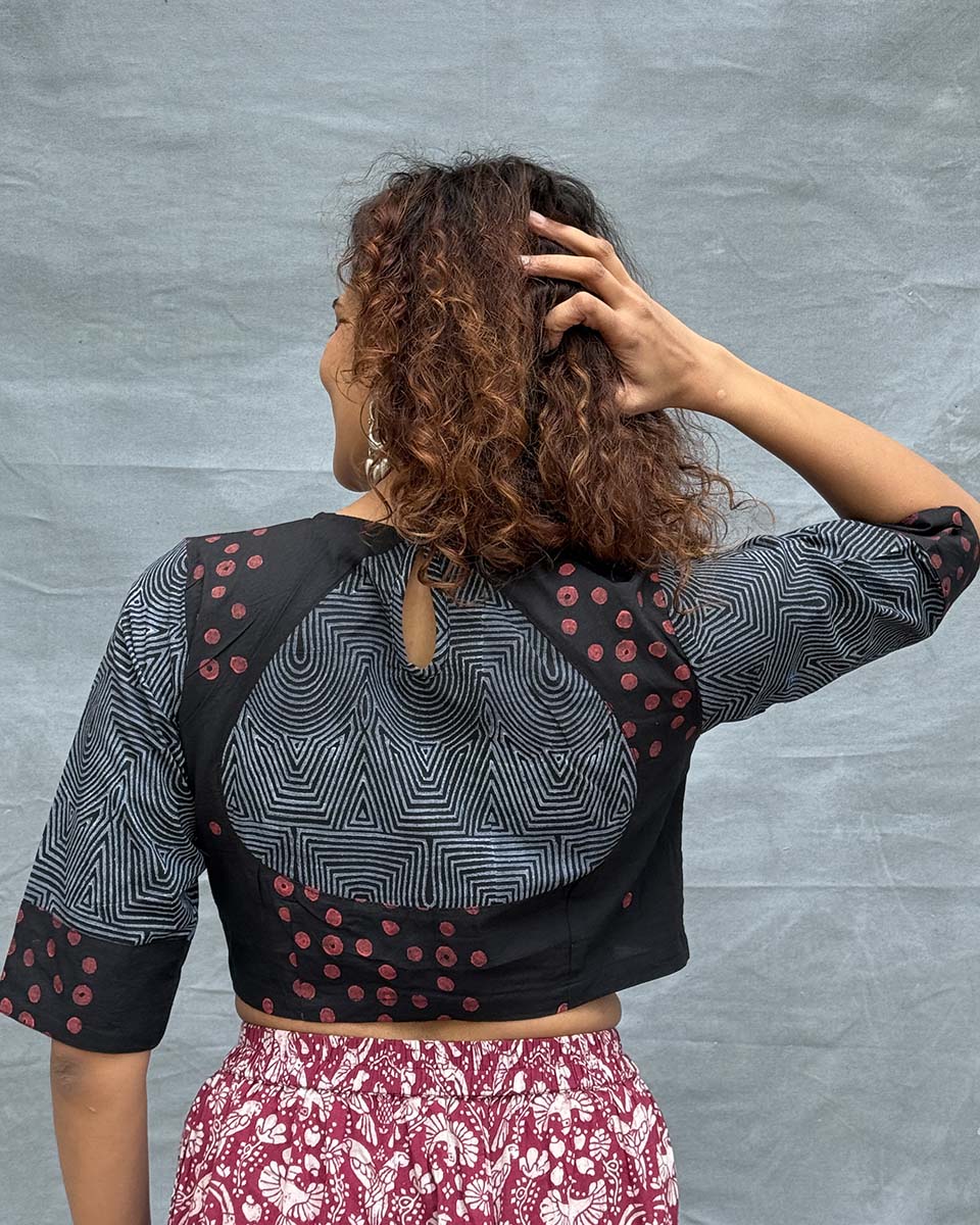 Flow of Seasons Blockprinted Cotton Blouse - Image 6