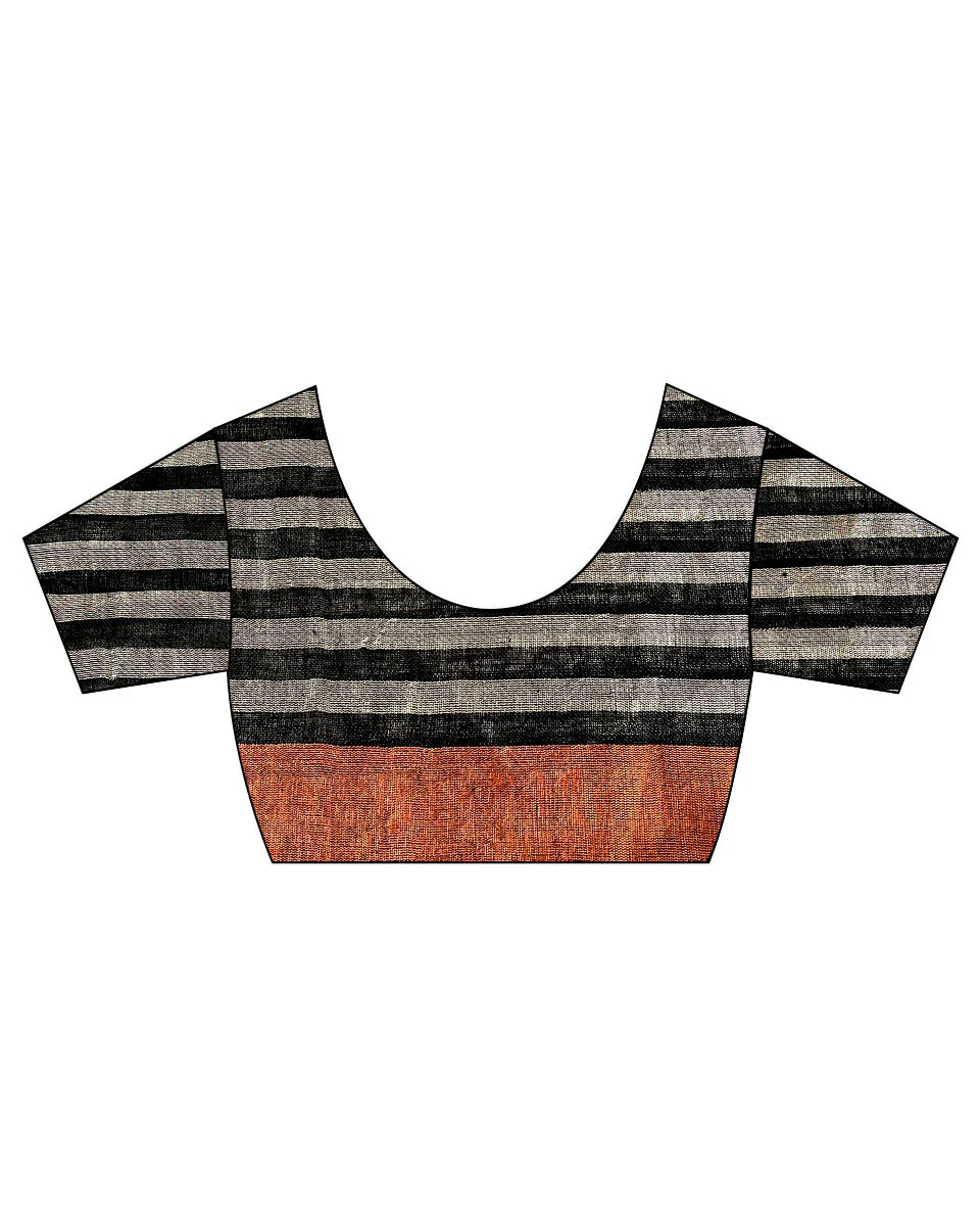 Follow Dawn Black Handwoven Linen Saree - TARA - Image 14