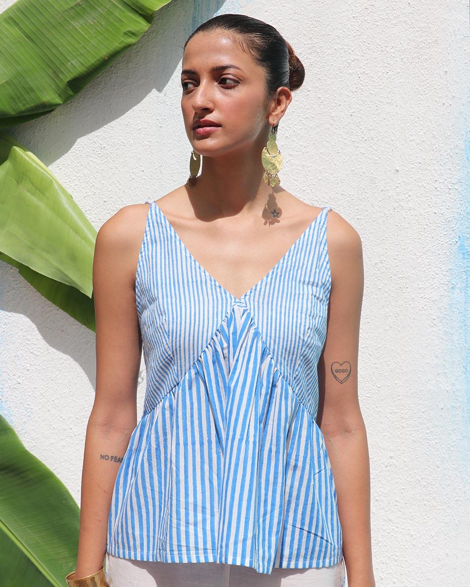 Freida Handprinted Cotton Top - WITC - Image 2