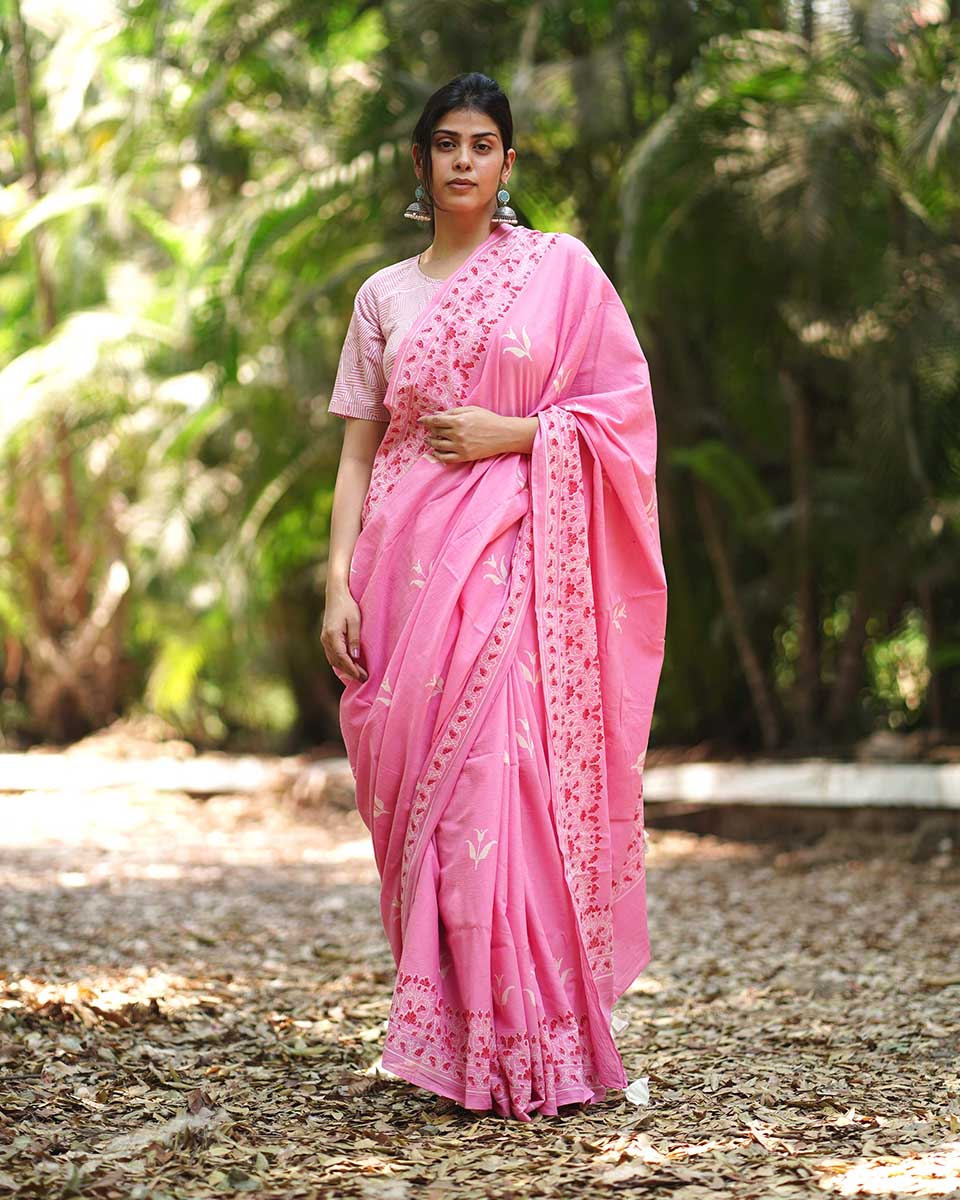 Gardeniaâ€™s Glow Blush Pink Handblock Printed Blouse - MMG - Image 5