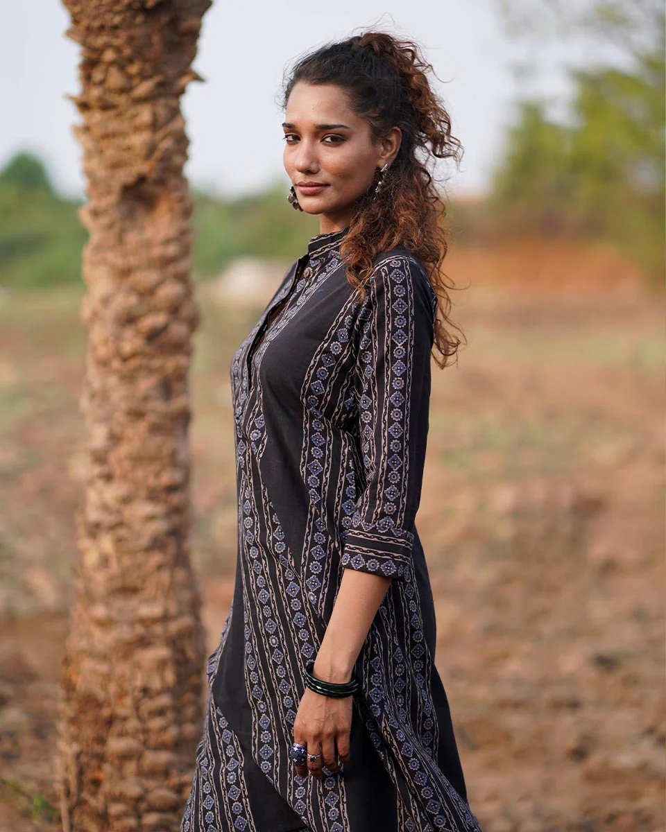 Gentle Flutter Blockprinted Cotton Kurti-WWB - Image 7