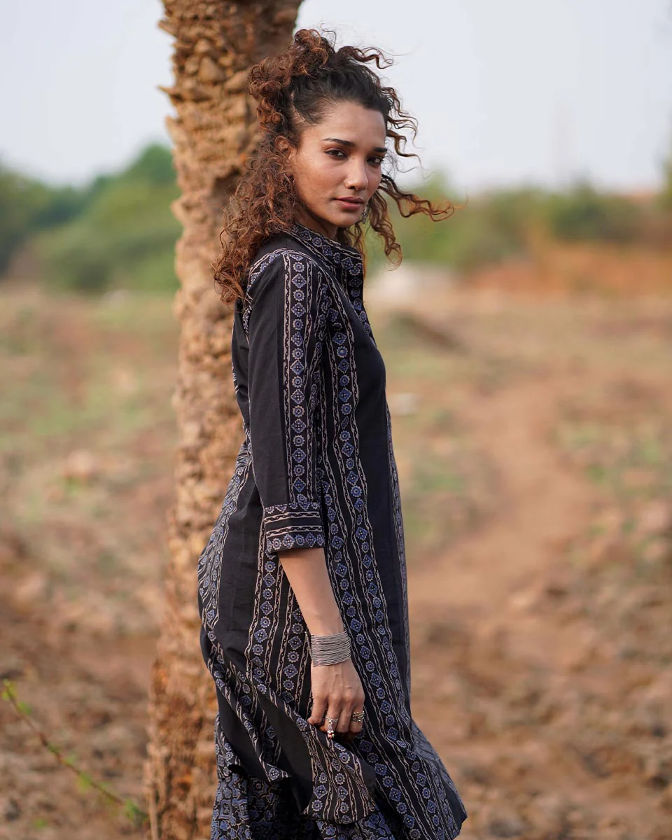 Gentle Flutter Blockprinted Cotton Kurti-WWB - Image 8
