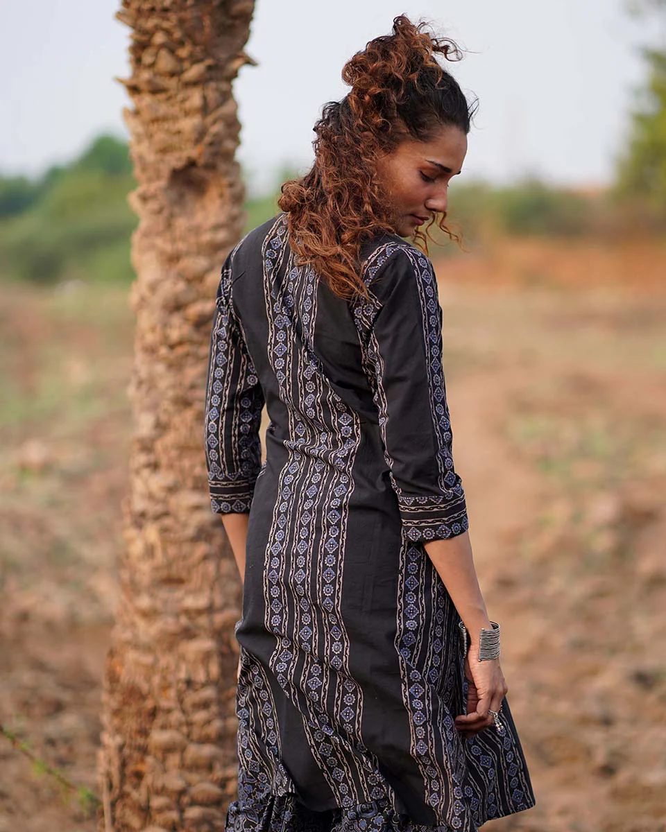 Gentle Flutter Blockprinted Cotton Kurti-WWB - Image 9
