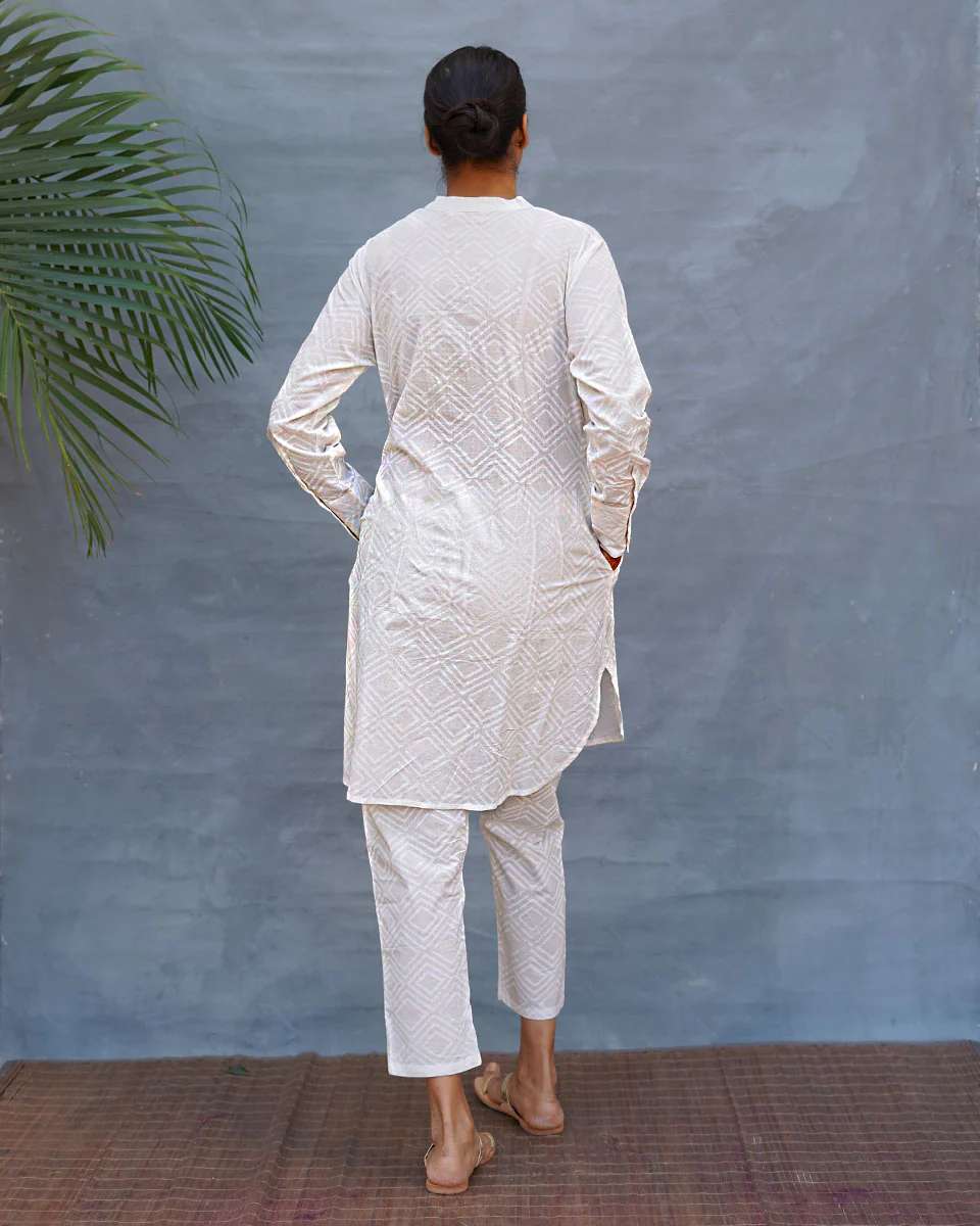 Ginevra Cotton Kurta Set - Safed - Image 4