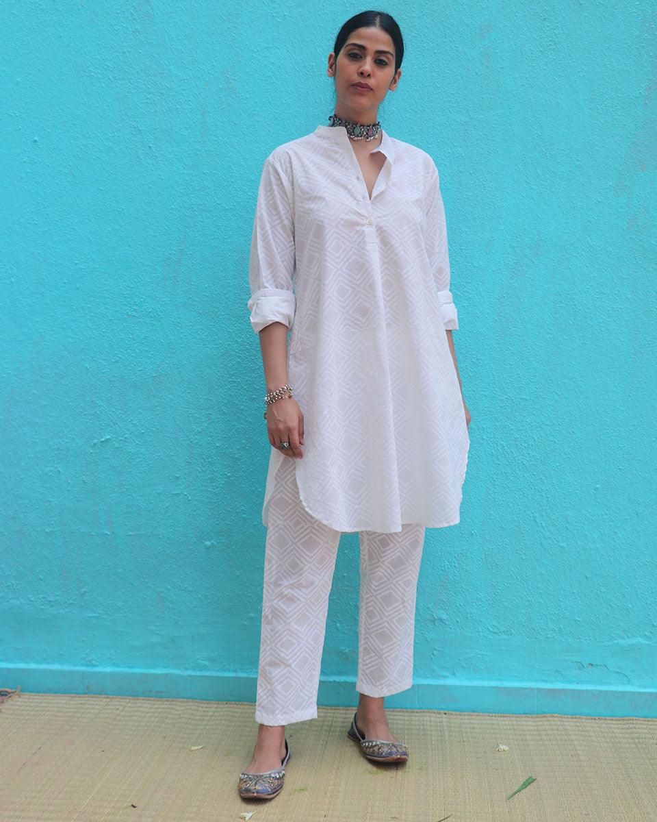 Ginevra Cotton Kurta Set - Safed - Image 9