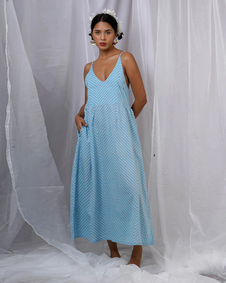 Gudiya Blue Hand Block Printed Dress-BAD - Image 2