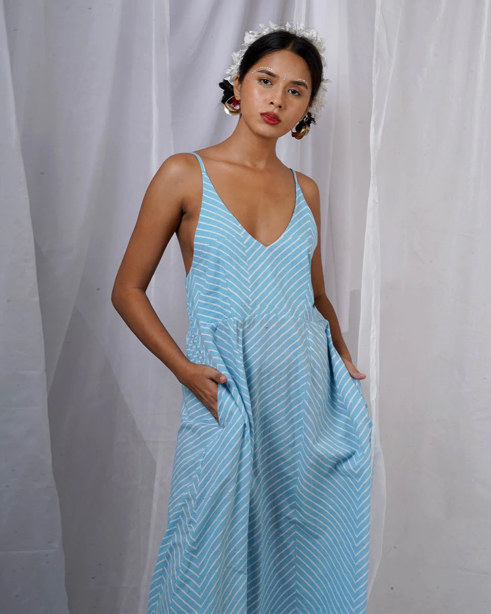 Gudiya Blue Hand Block Printed Dress-BAD - Image 3