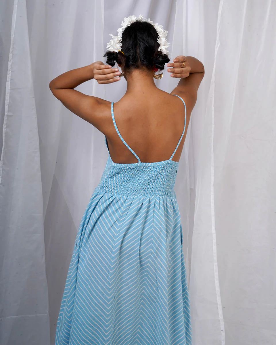 Gudiya Blue Hand Block Printed Dress-BAD - Image 5