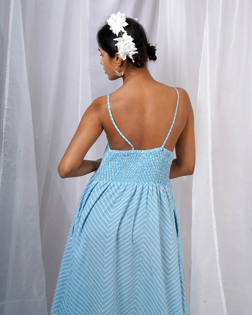 Gudiya Blue Hand Block Printed Dress-BAD - Image 6