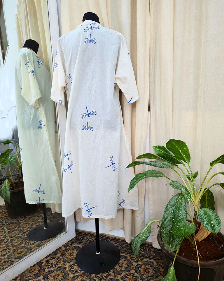 Aaradhya White Handblock printed cotton kurta - Love Despite - Image 3