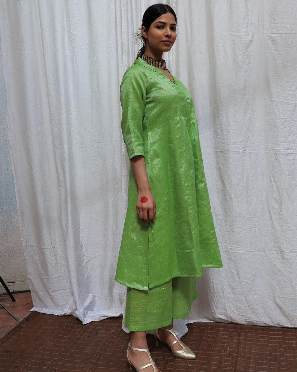 Harita Handwoven Cotton Zari Kurta Set - Zari - Image 11