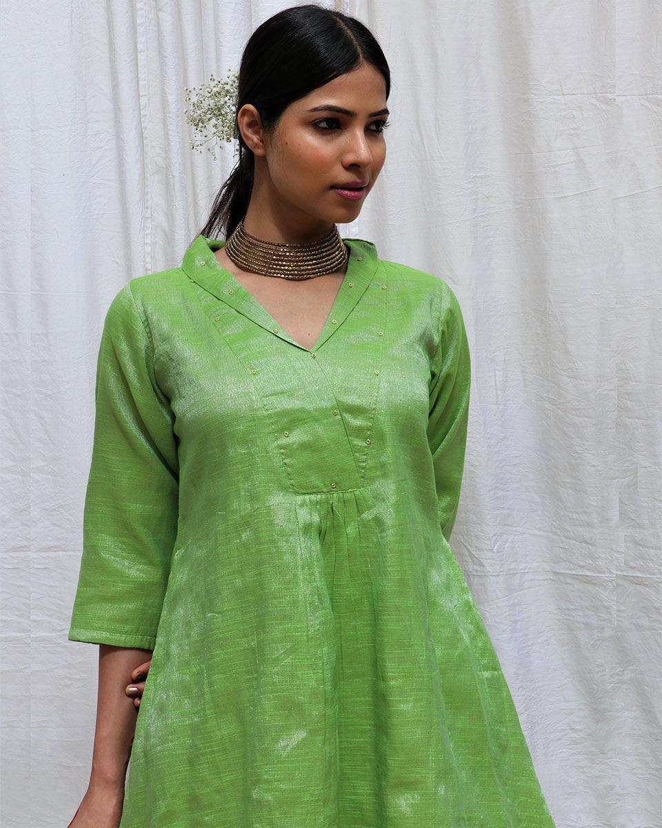 Harita Handwoven Cotton Zari Kurta Set - Zari - Image 6