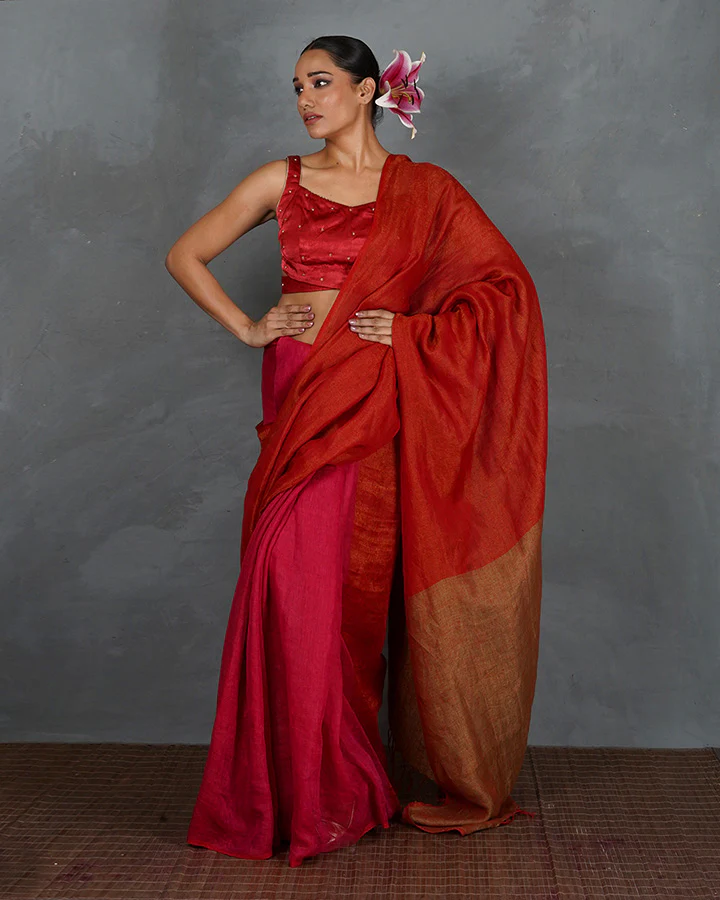 Hold Glow Red Mashru Silk Blouse - TARA - Image 6