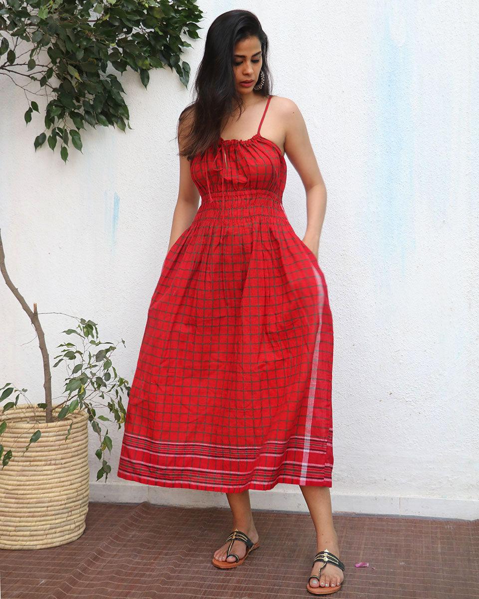 Idaa Gamcha Cotton Dress - Image 4