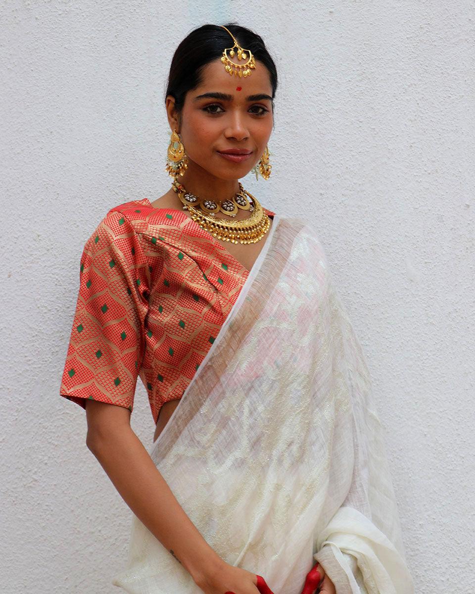 Idalia Red Brocade Blouse - Image 4