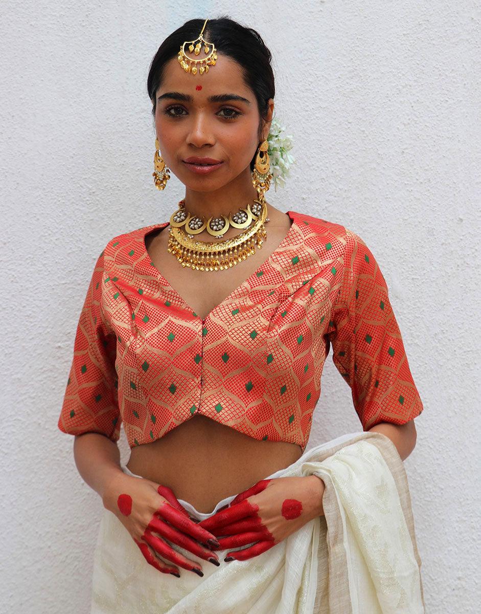 Idalia Red Brocade Blouse - Image 7