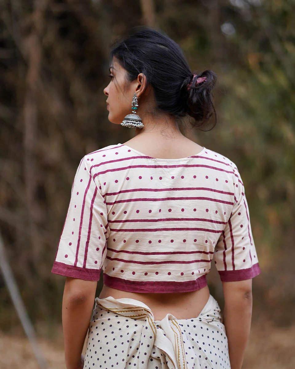 Inaaya Ivory Block Printed Cotton Blouse - WW - Image 2