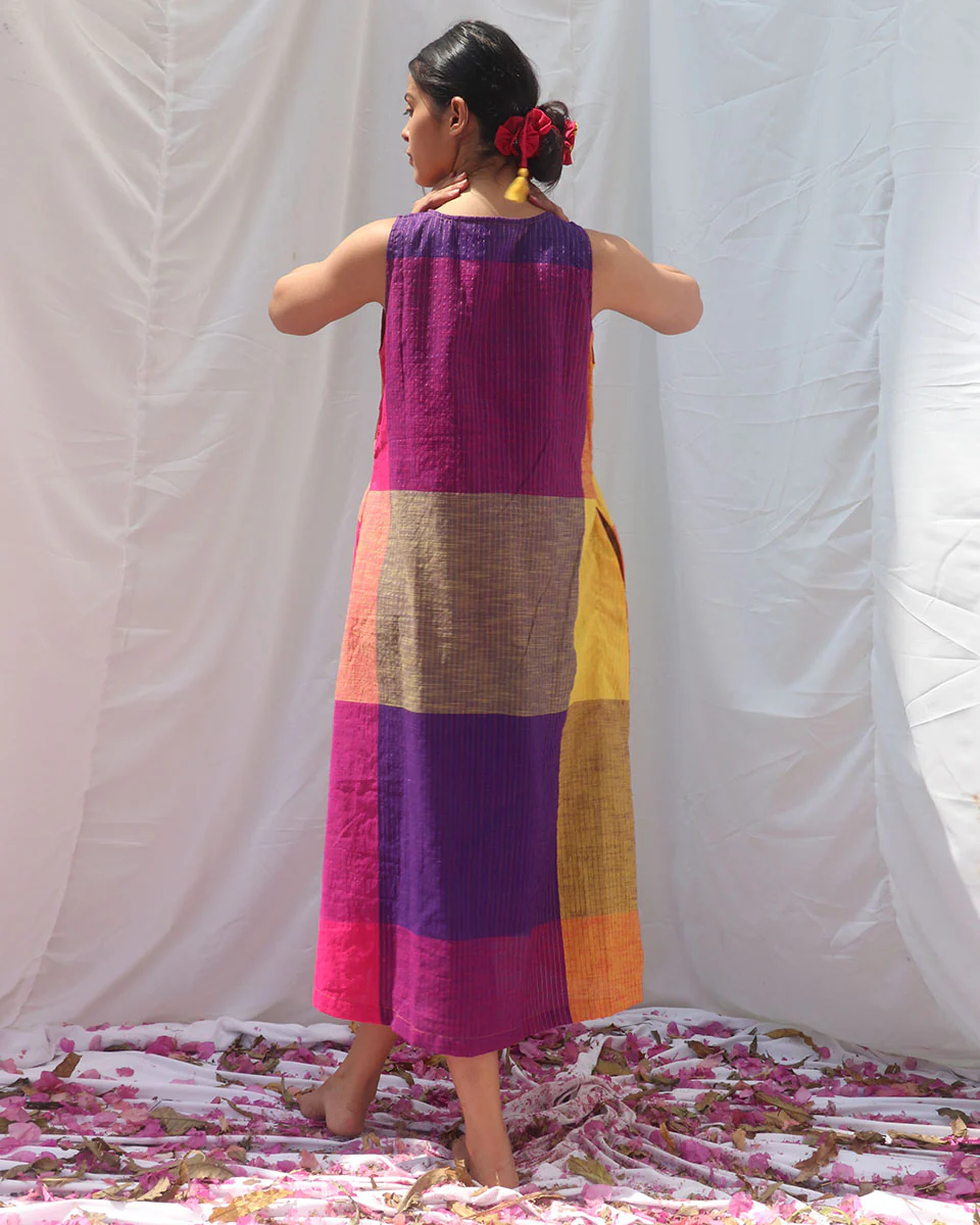 Indradhanush Handwoven Cotton Dress - RC - Image 8