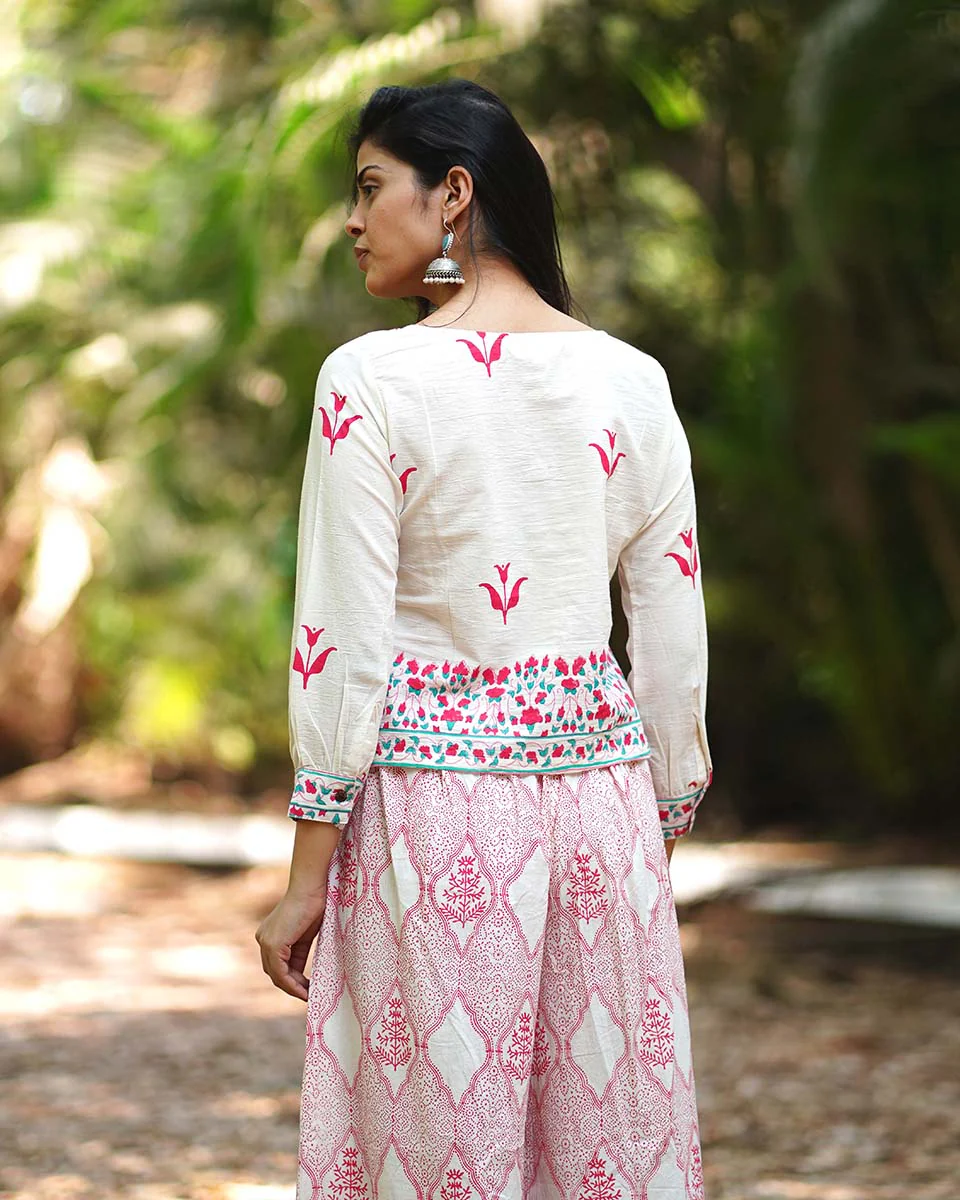Irisâ€™ Innocence Ivory Block Printed Blouse - MMG - Image 4