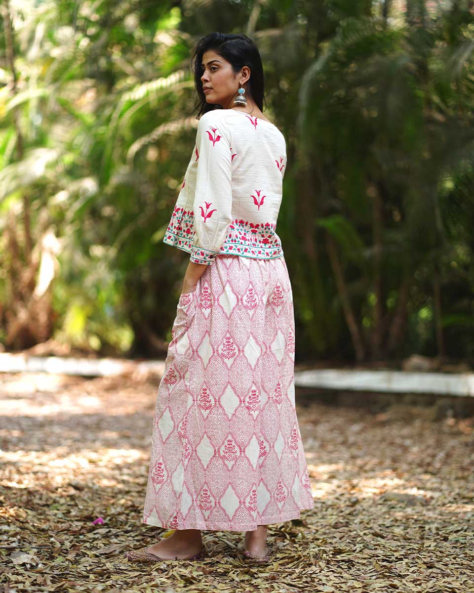 Irisâ€™ Innocence Ivory Block Printed Blouse - MMG - Image 5