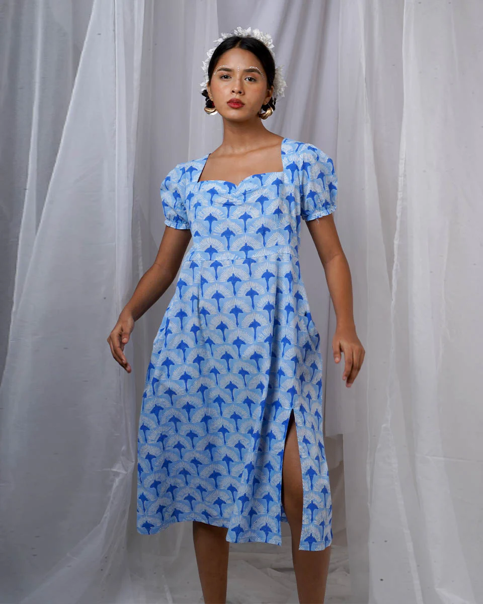 Ishani Blue Hand Block Printed Dress-BAD - Image 11