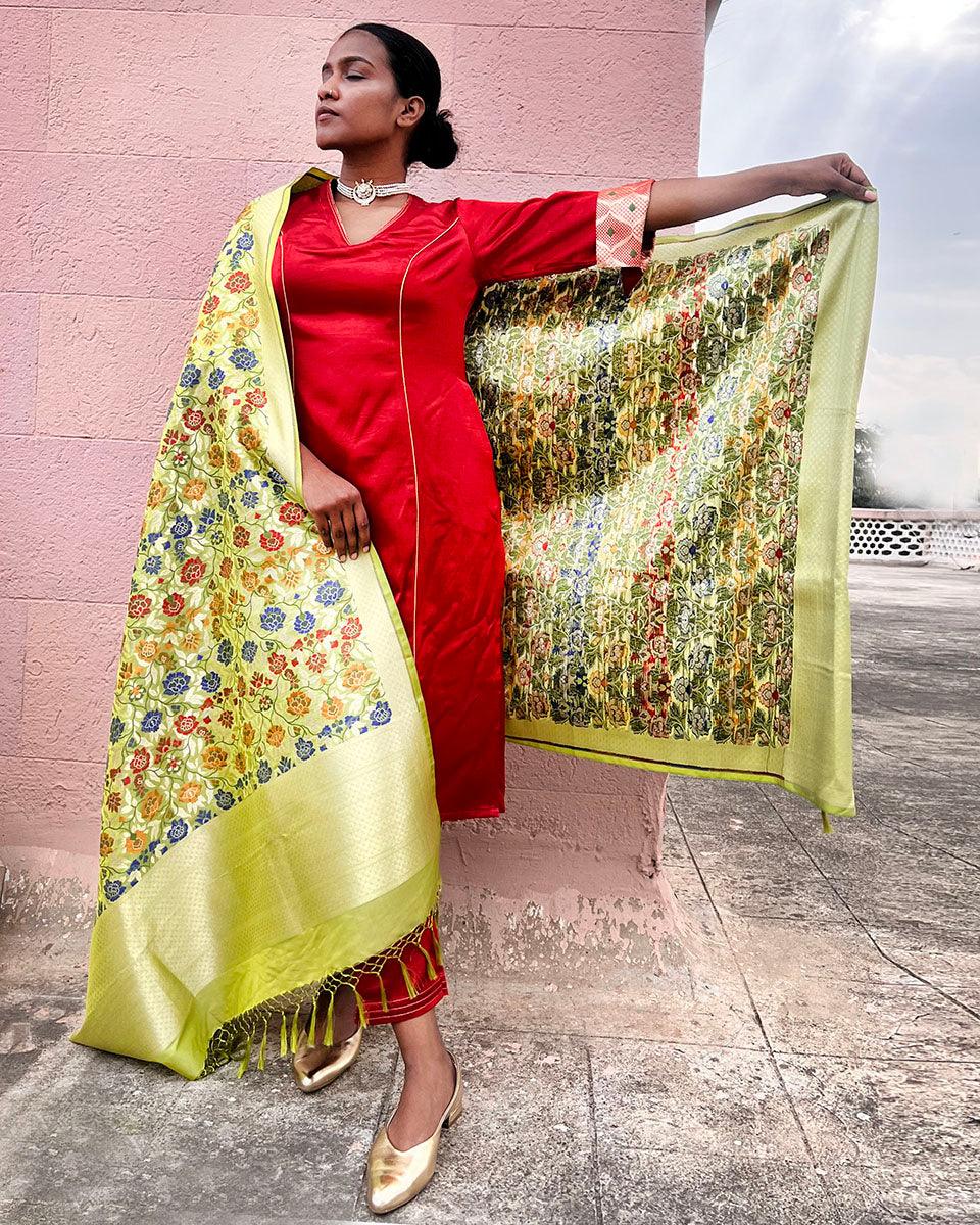 Ishq Handwoven Banarasi Kimkhab Brocade Dupatta - Image 4