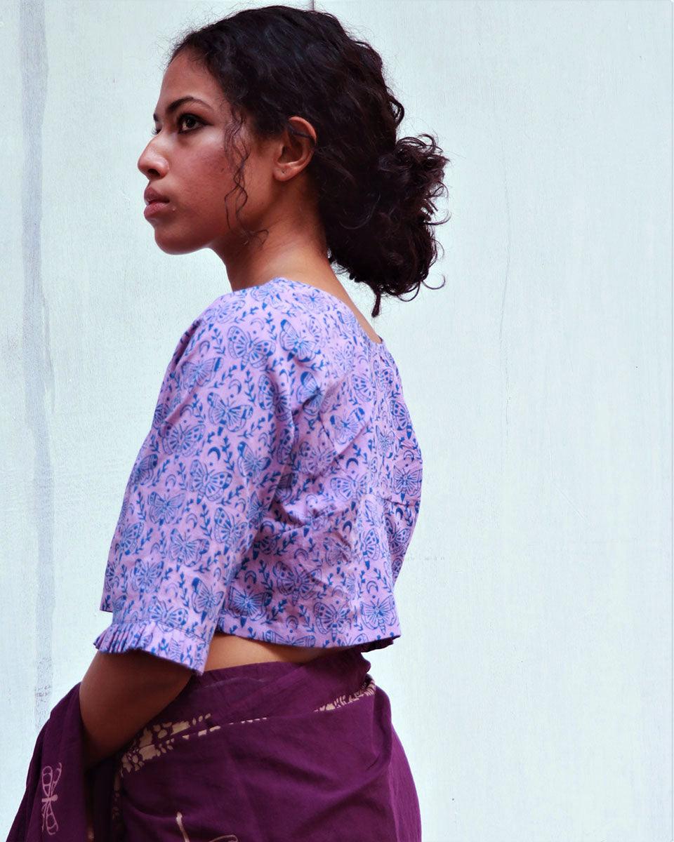Arden Hand Block-Printed Cotton Blouse - Fmtm - Image 2
