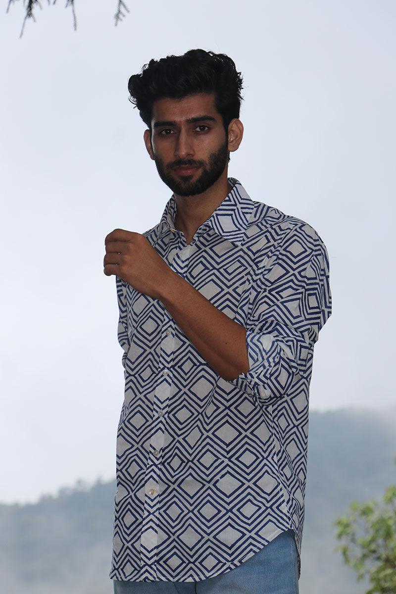Ivory Block Printed Cotton Shirt - Image 8