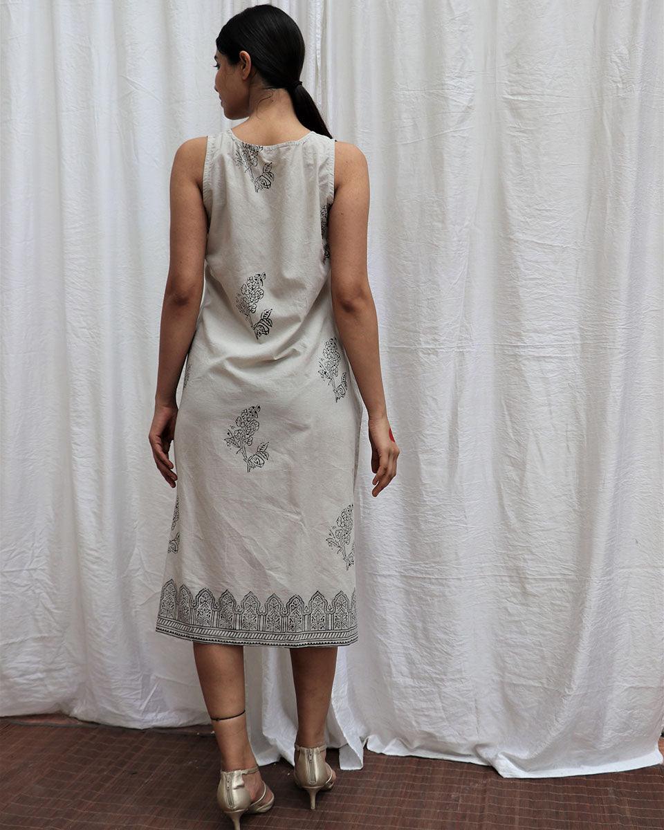 Ivory Mist Handblockprinted Cotton Dress-Sor - Image 8