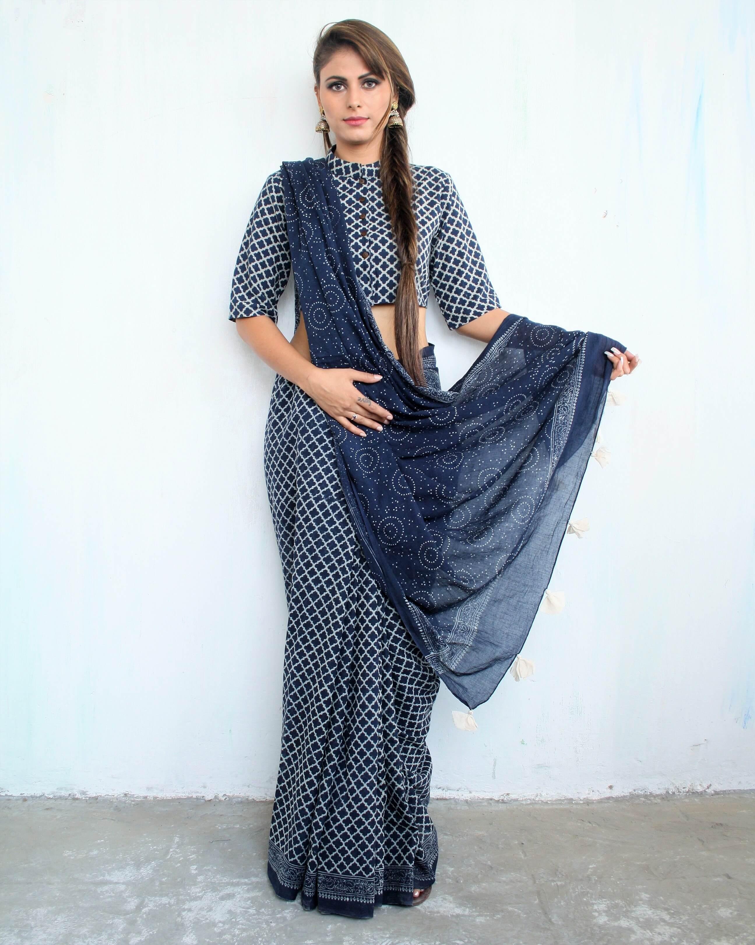Jal Block Printed Cotton Crop Top Blouse - Image 4