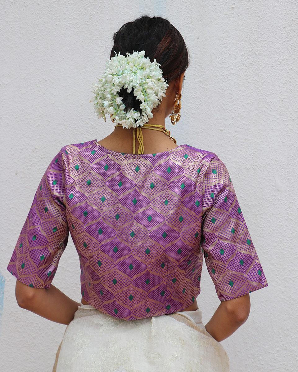 Jenive Purple Brocade Blouse - Image 8