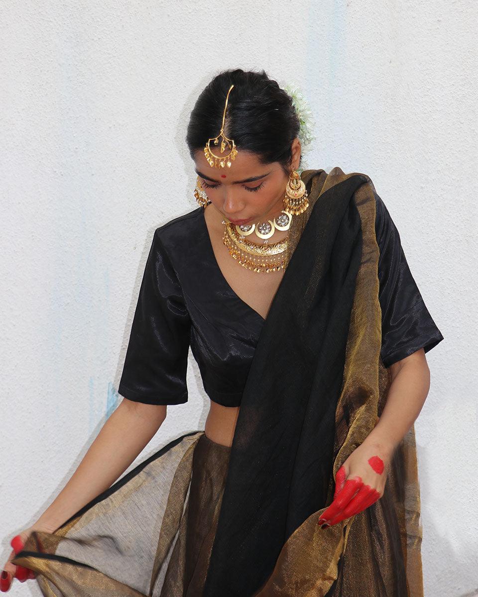 Kalyani Handwoven Linen Zari Saree - Image 2