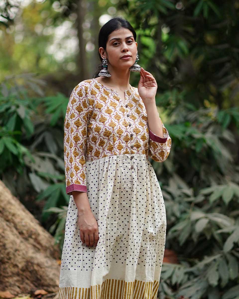 Koyal Si Tu Ivory Block Printed Cotton Kurta Set- WW - Image 8