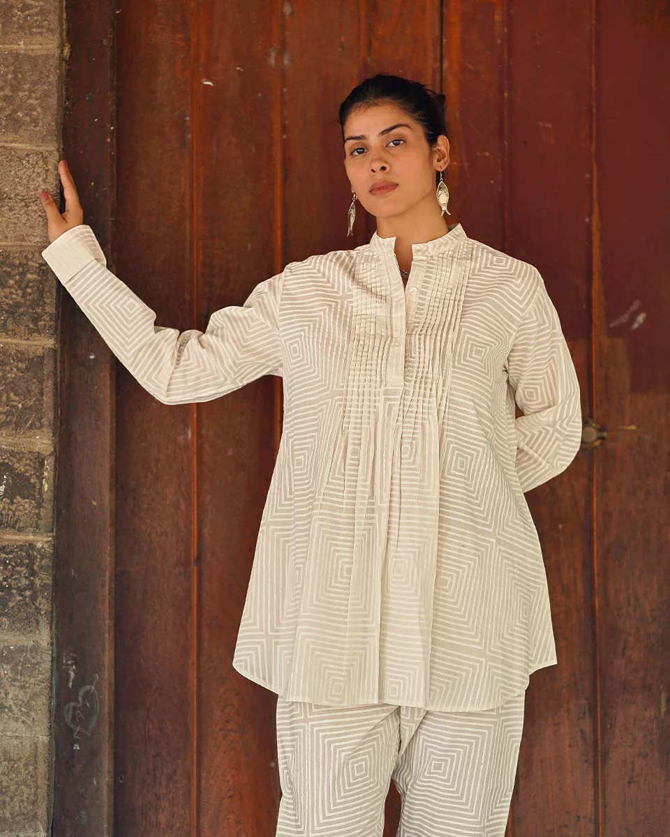 Lambâ€™s Whim Ivory Block Printed Top - SFD - Image 2
