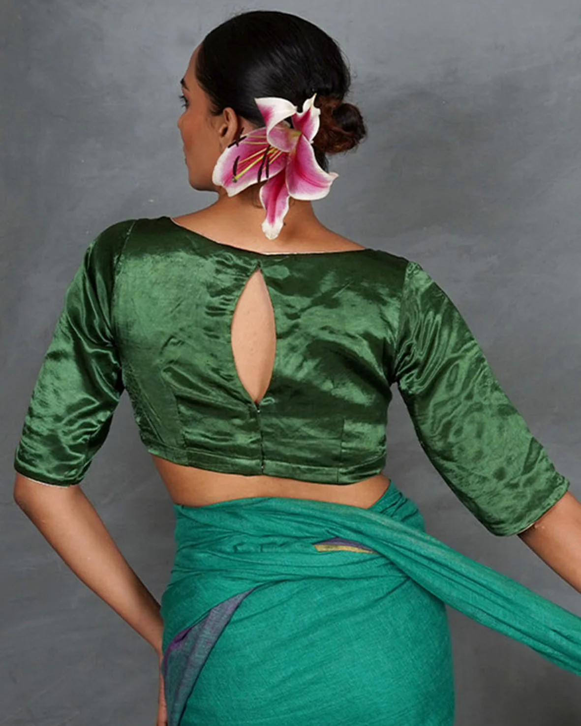 Light Within Green Mashru Silk Blouse - TARA - Image 6