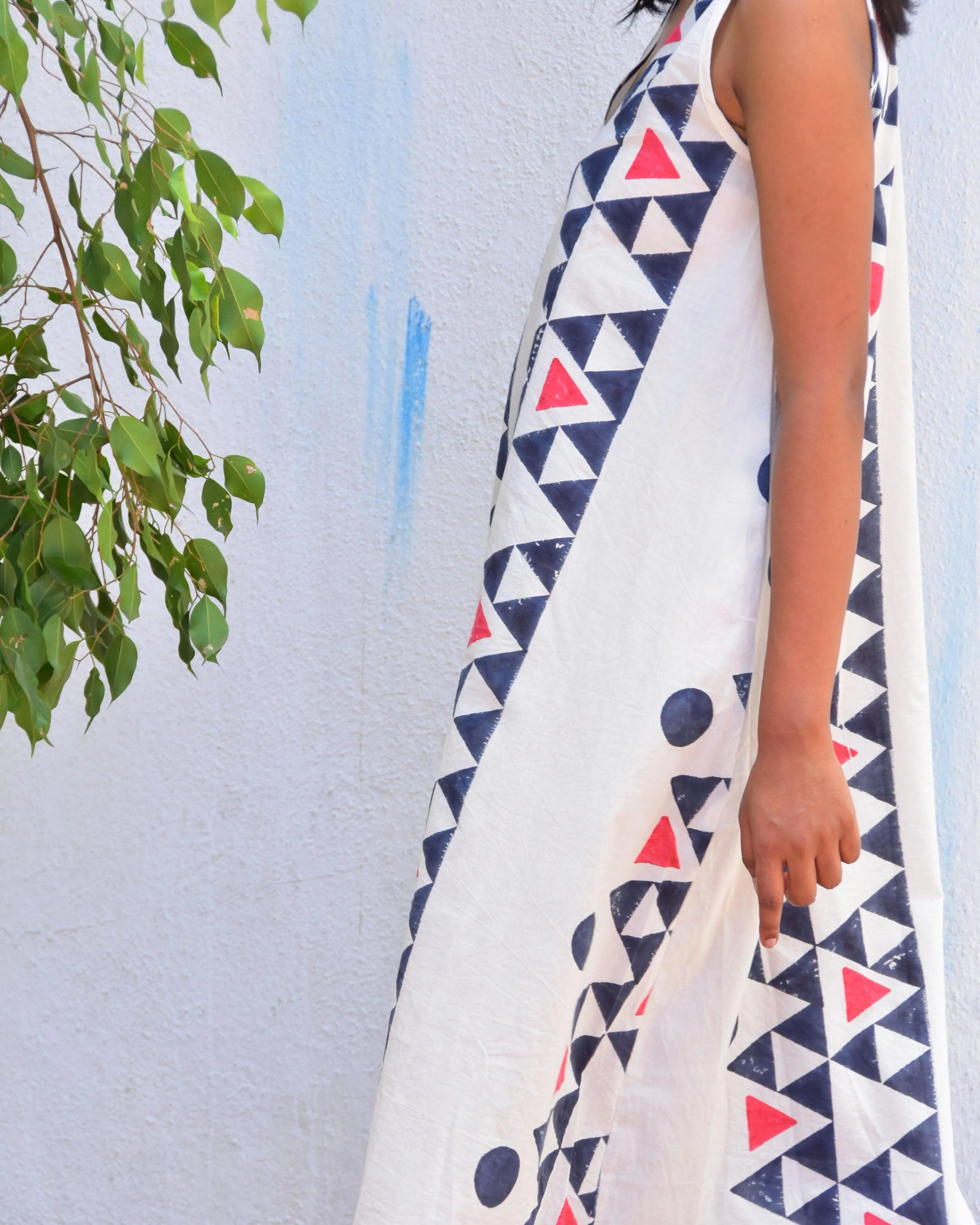 Lunar Cascade Handblockprinted Cotton Dress - Vnmn - Image 8