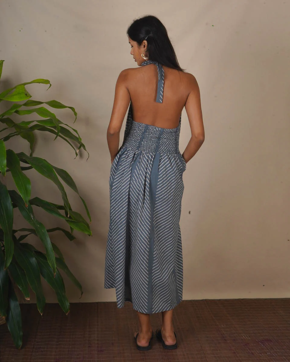 Lunar Hush Grey Block Printed Dress - BMS - Image 6
