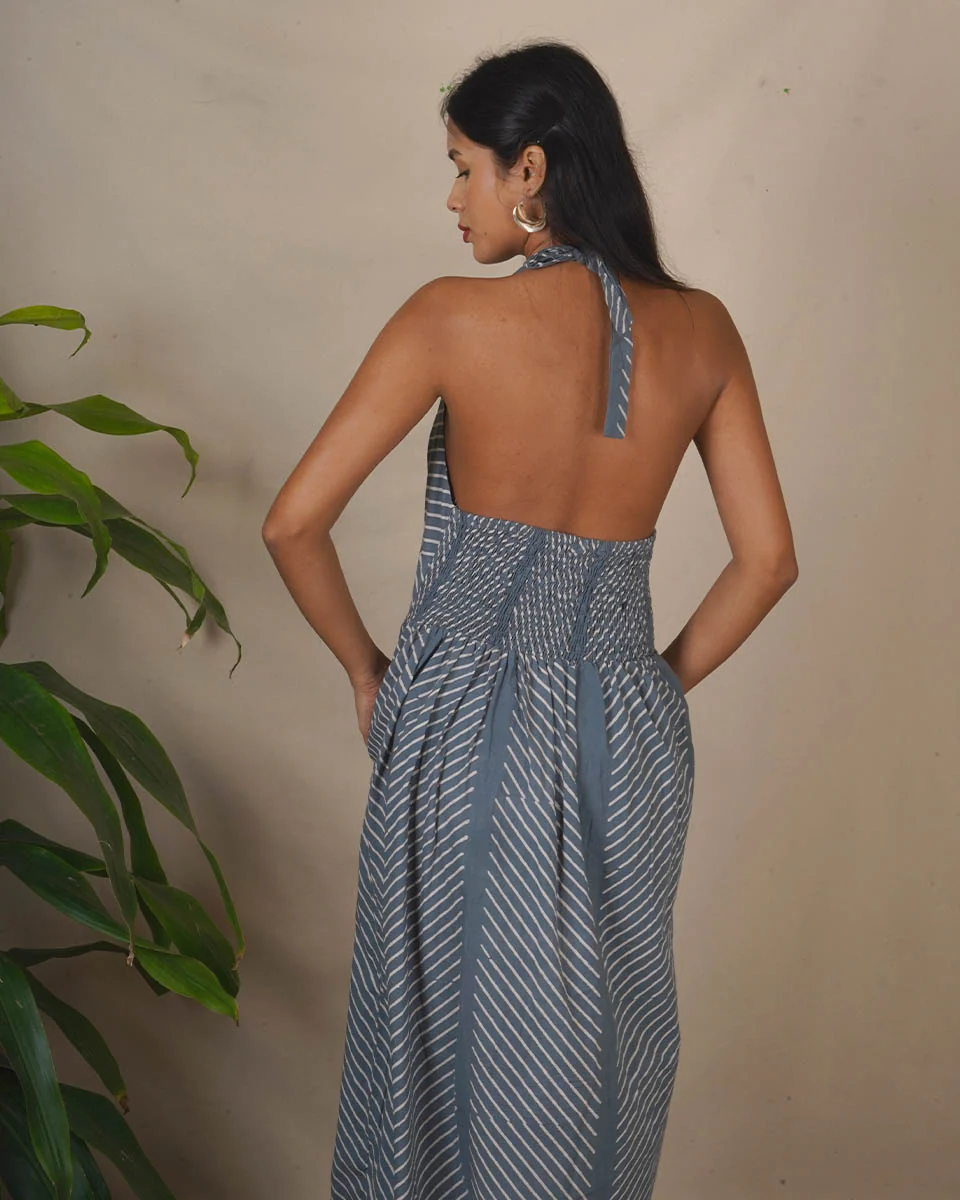 Lunar Hush Grey Block Printed Dress - BMS - Image 7