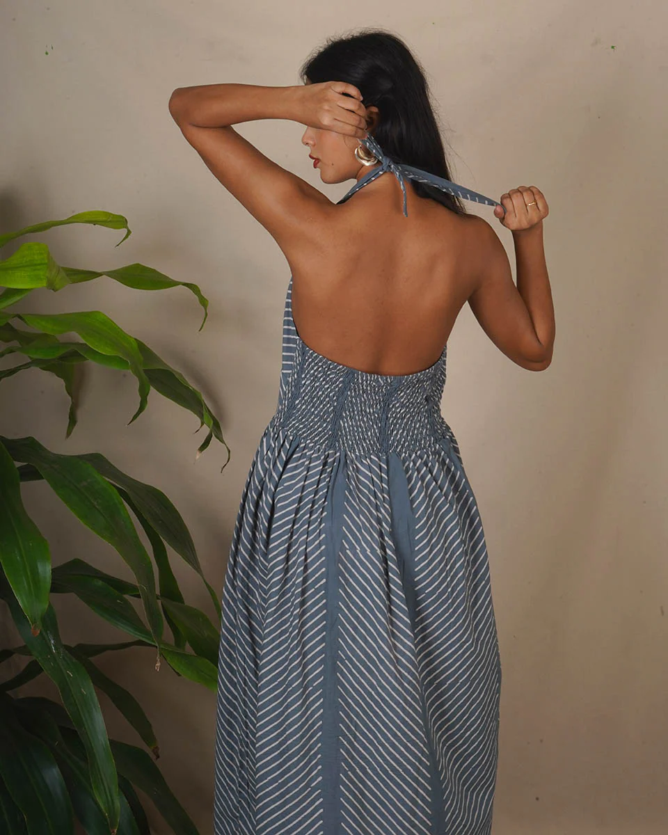 Lunar Hush Grey Block Printed Dress - BMS - Image 9