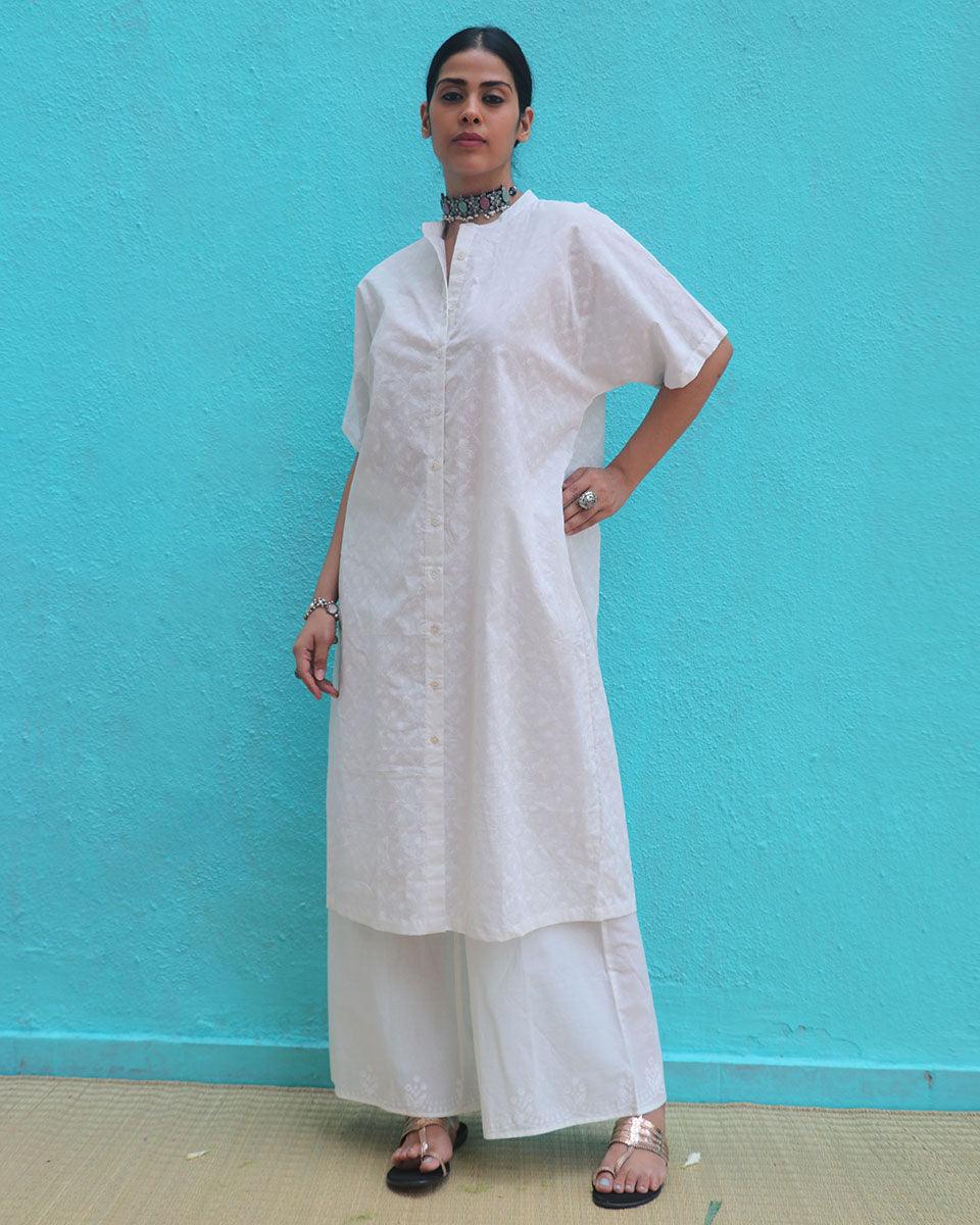 Magadhi Cotton Kurta Set - Safed - Image 6