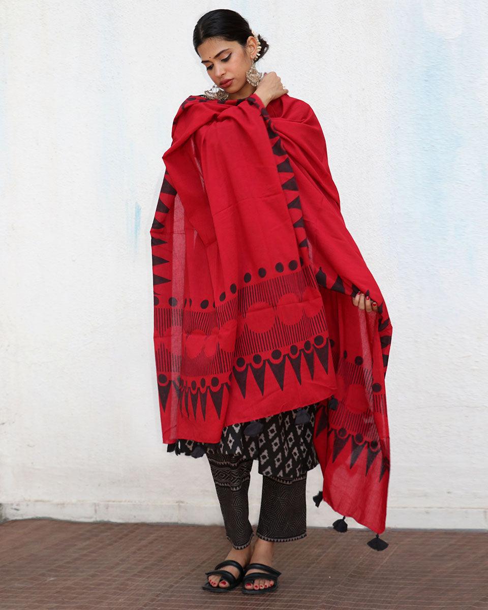 Marley Blockprinted Cotton Dupatta - NOMAD - Image 5