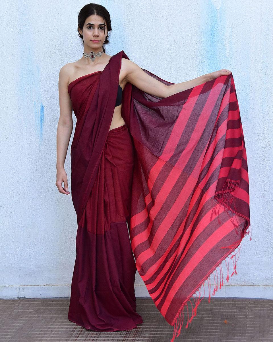 Matilda Handwoven Cotton Saree-Leela