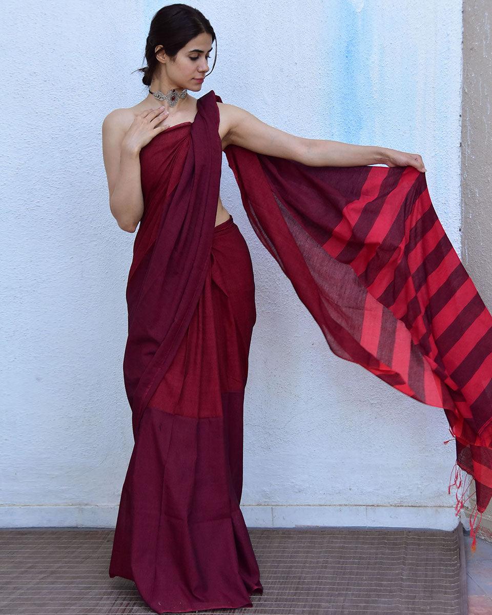 Matilda Handwoven Cotton Saree-Leela - Image 3