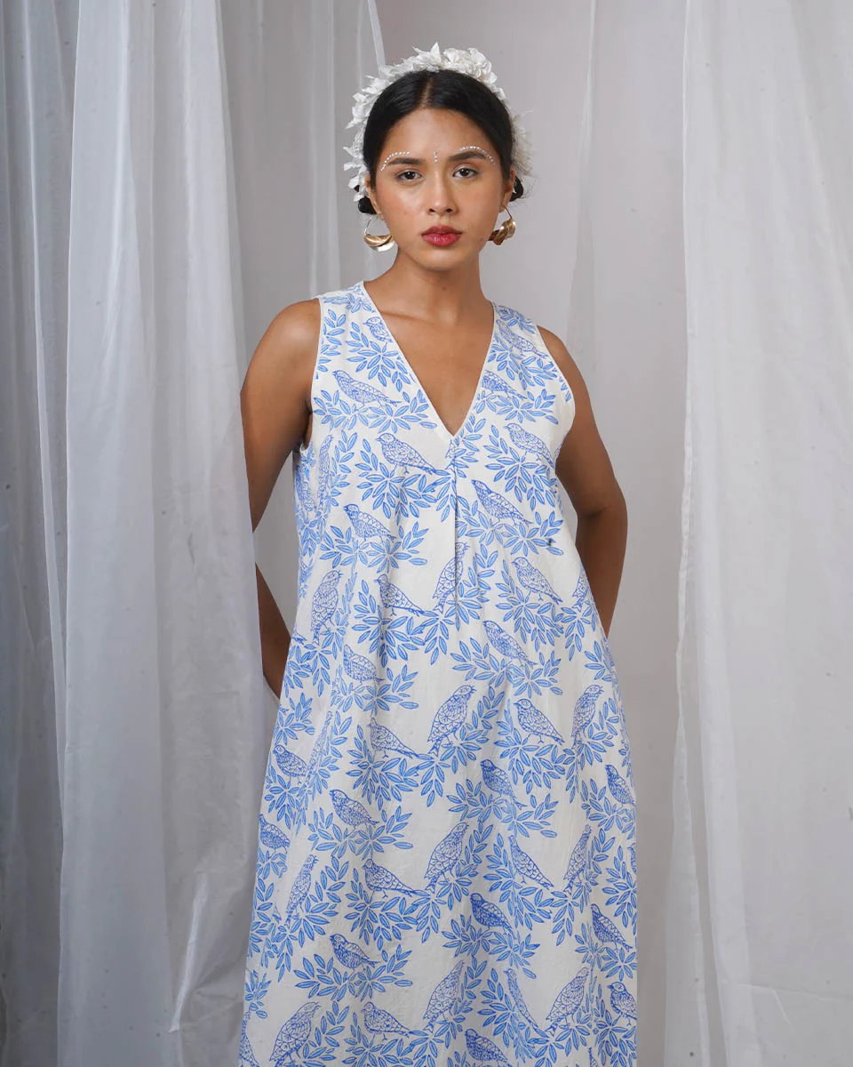 Megha White Hand Block Printed Dress-BAD - Image 2