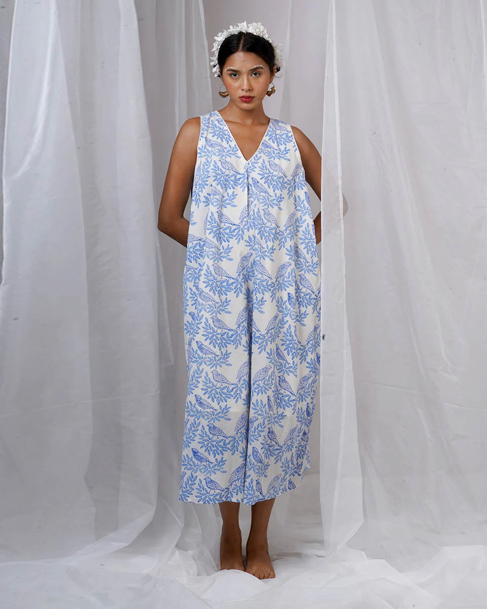 Megha White Hand Block Printed Dress-BAD - Image 9