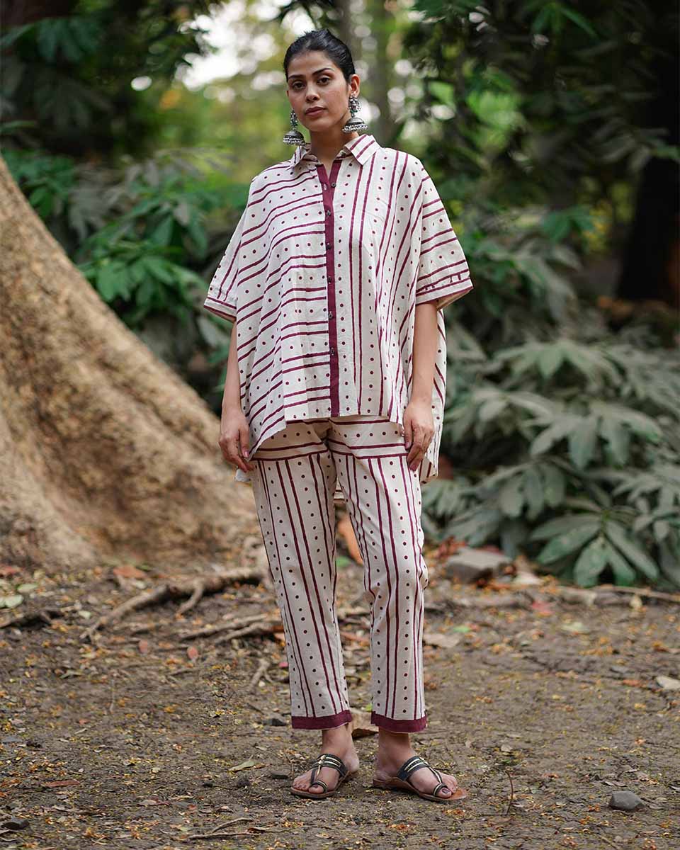 Megha Re Ivory Block Printed Cotton Shirt - WW
