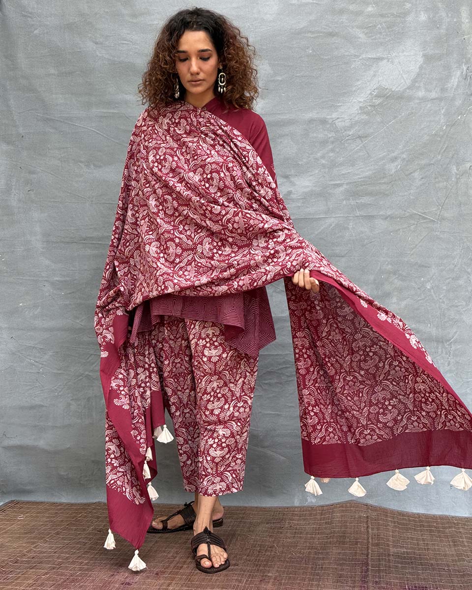 Melody of Meadows Blockprinted Cotton Dupatta - Image 11