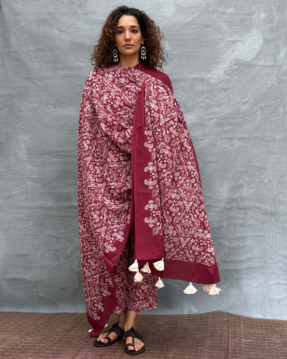 Melody of Meadows Blockprinted Cotton Dupatta - Image 7