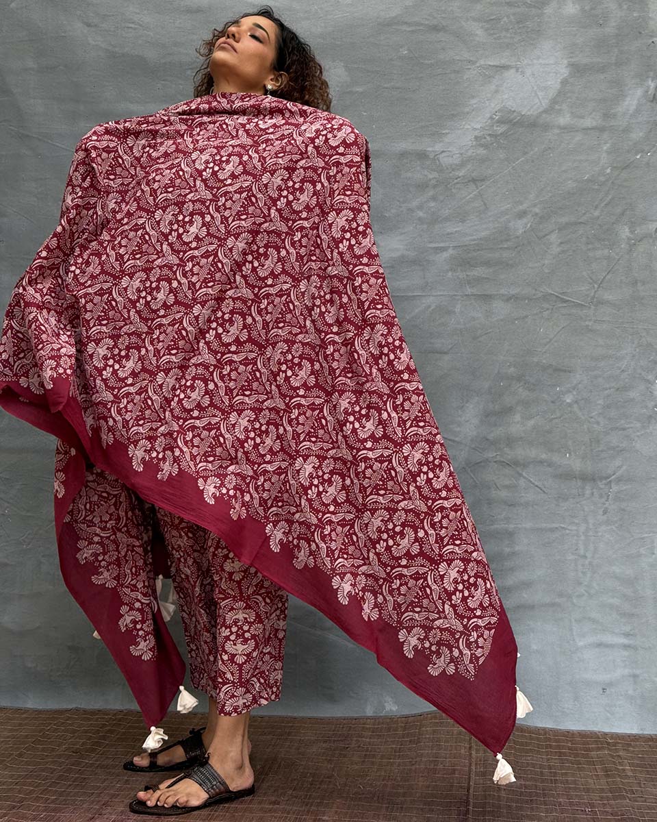 Melody of Meadows Blockprinted Cotton Dupatta - Image 8